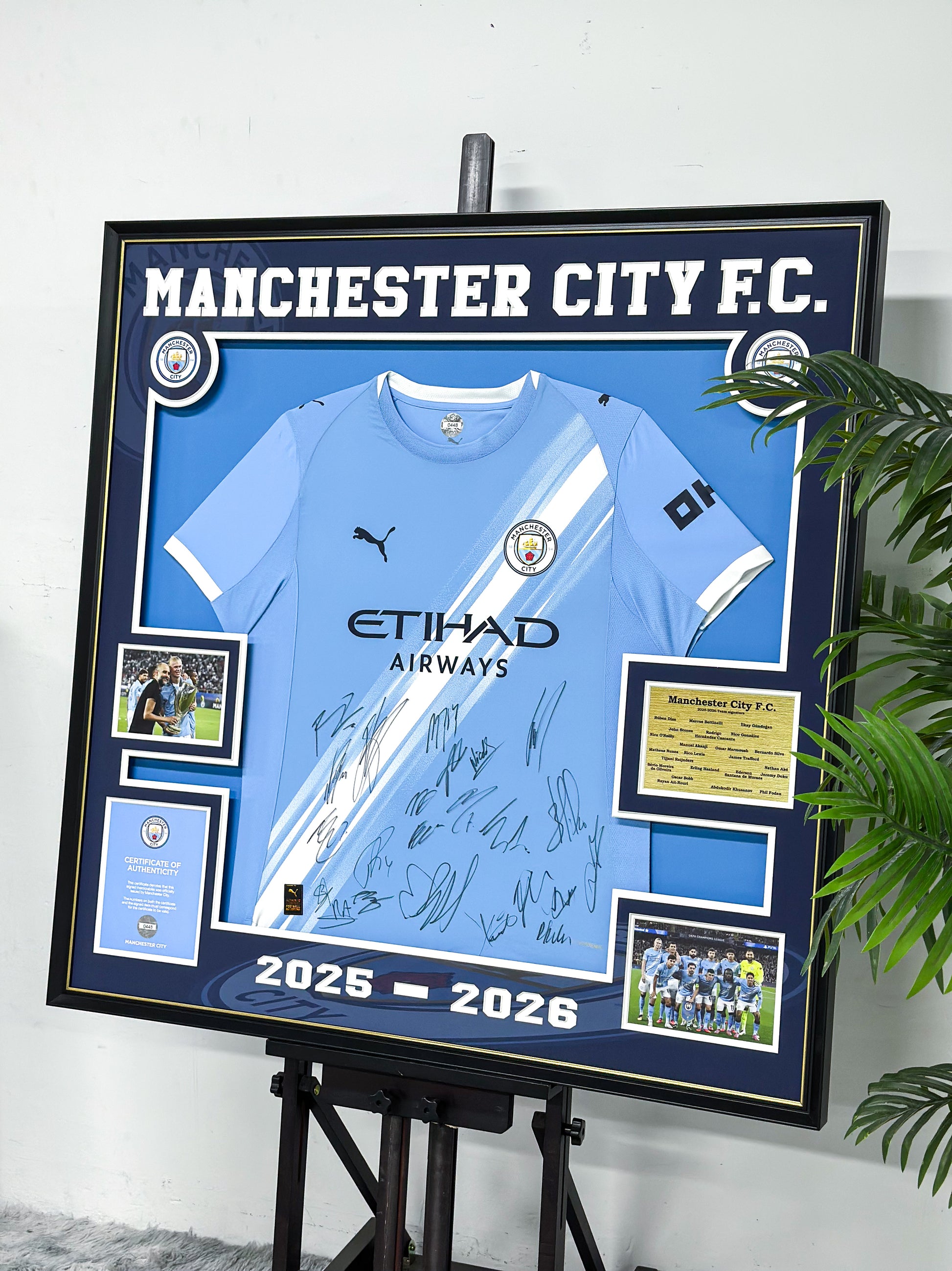 Manchester City FC Erling Haaland Autographed Jersey with Personalized Custom Design Framed 00028
