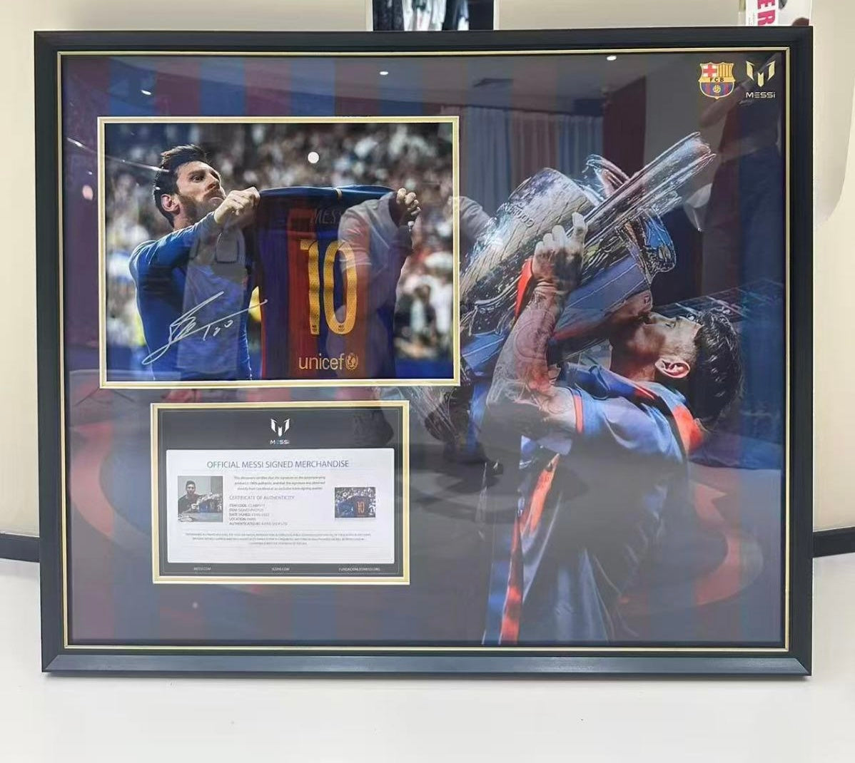 FC Barcelona Lionel Messi Poster with Personalized Custom Design Framed 000061