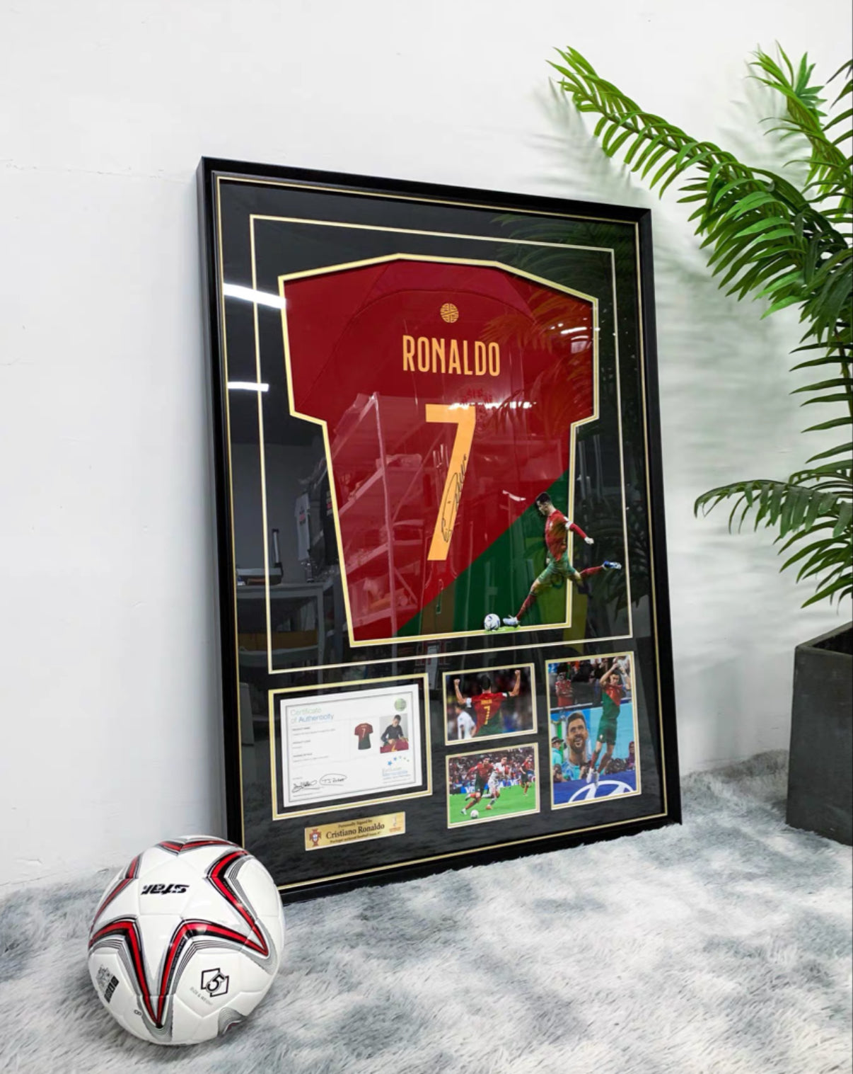 Portugal Cristiano Ronaldo Autographed Jersey with Personalized Custom Design Framed 000031
