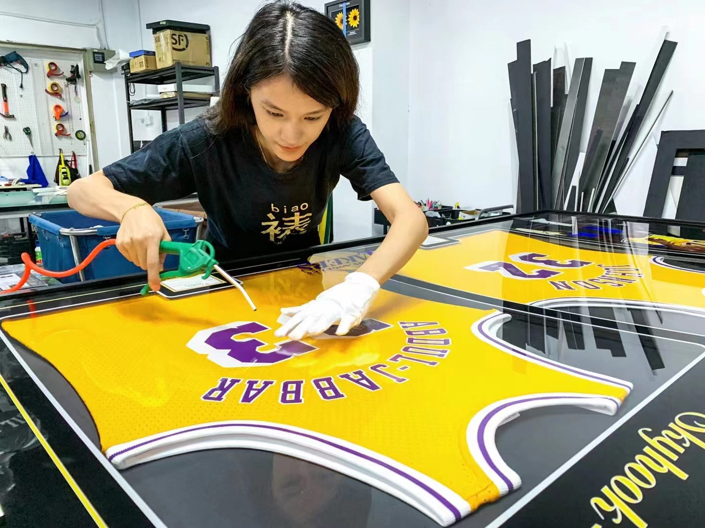 Kareem Abdul-Jabbar Wilton Norman Chamberlain Autographed Jersey with Personalized Custom Design Framed 000017