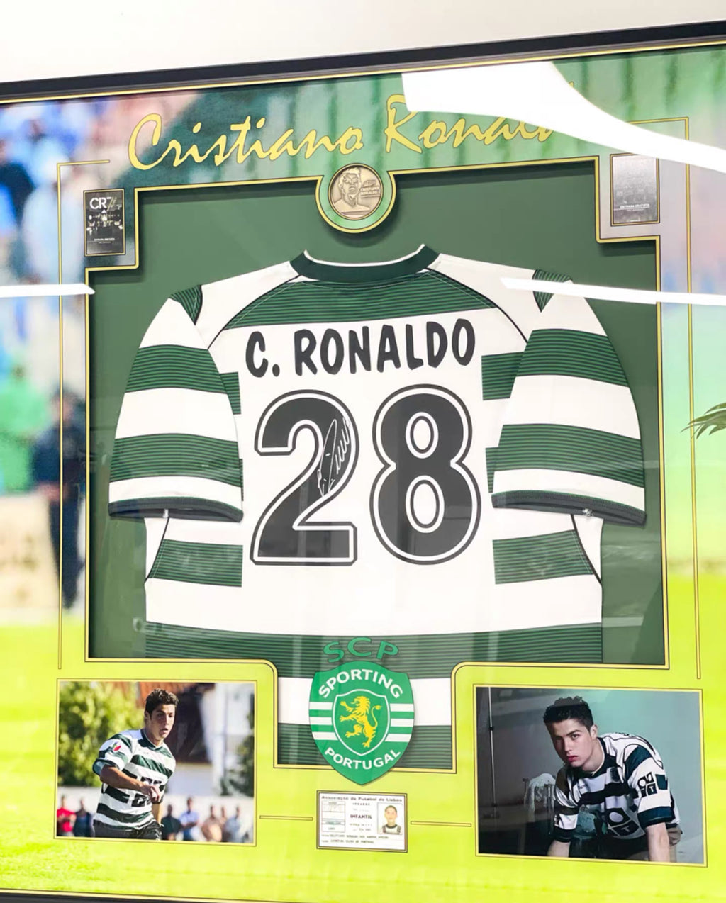 Portugal Cristiano Ronaldo Autographed Jersey with Personalized Custom Design Framed 000038