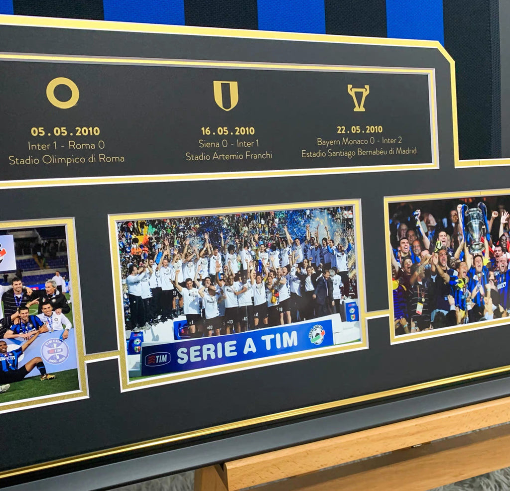F.C. Internazionale Milano Autographed Jersey with Personalized Custom Design Framed 00001