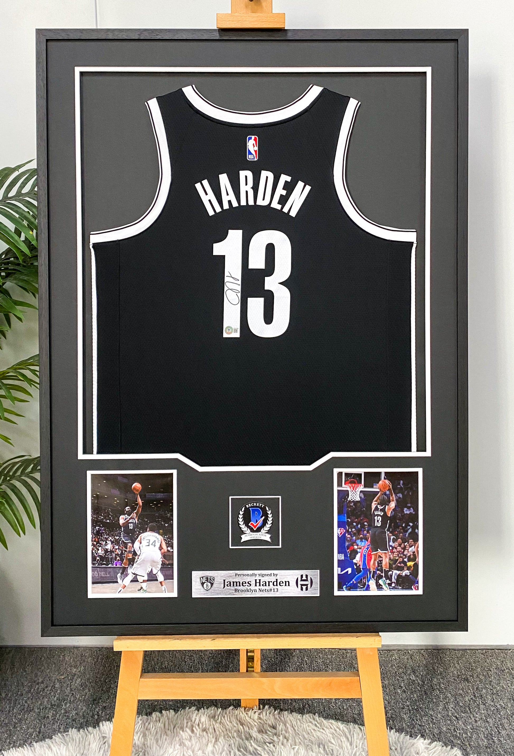 Brooklyn Nets James Harden Autographed Jersey with Personalized Custom Design Framed 000010