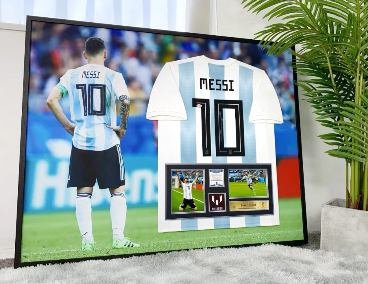 Argentina Lionel Messi  Autographed Jersey with Personalized Custom Design Framed 000018