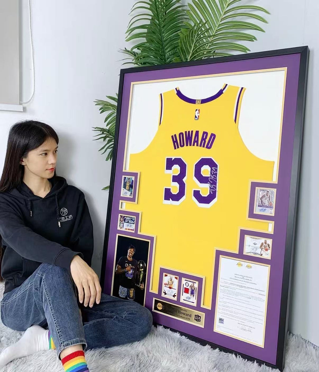 Los Angeles Lakers Dwight Howard Autographed Jersey with Personalized Custom Design Framed