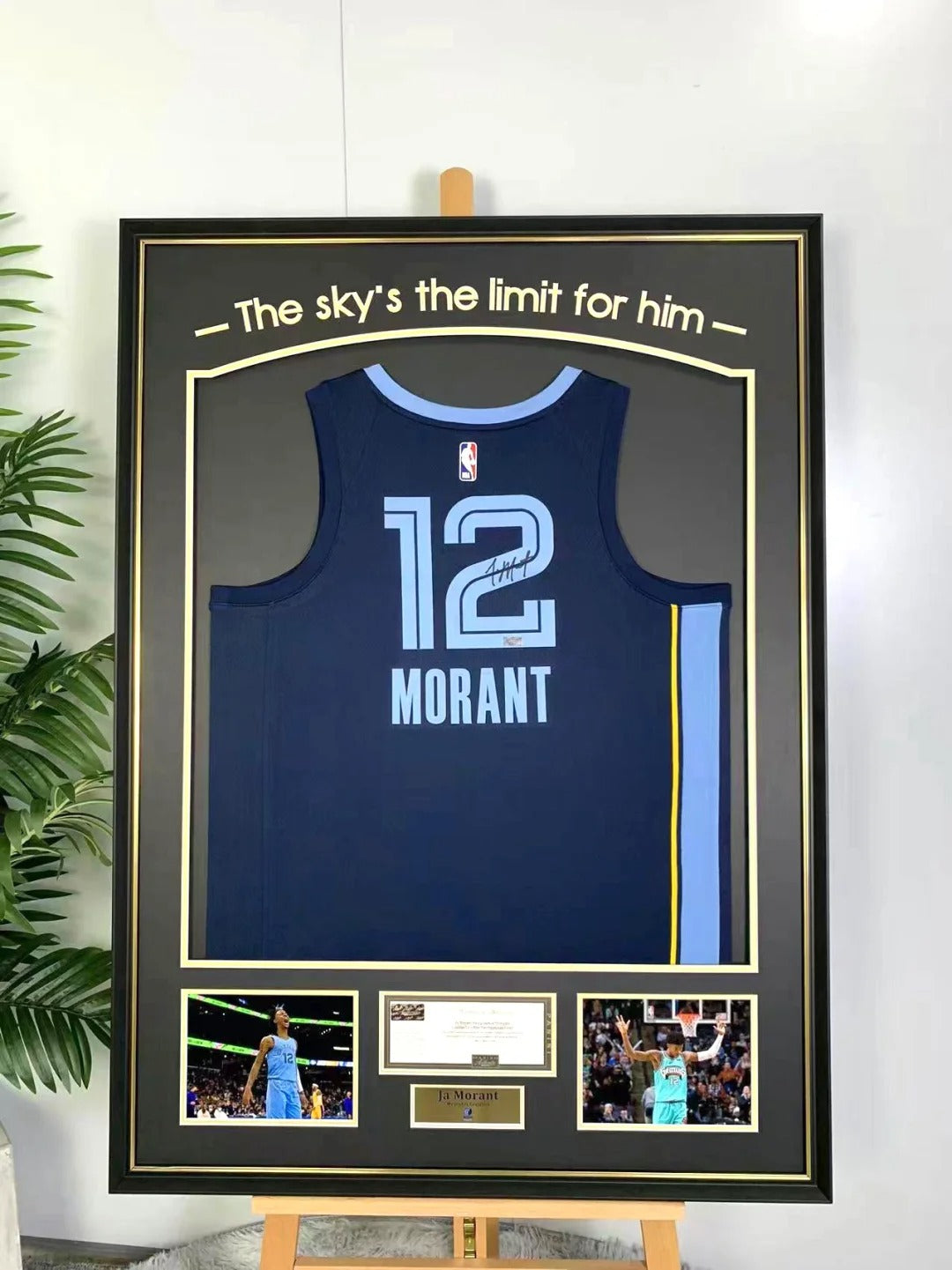 Memphis Grizzlies Ja Morant Autographed Jersey with Standard Design Framed00003