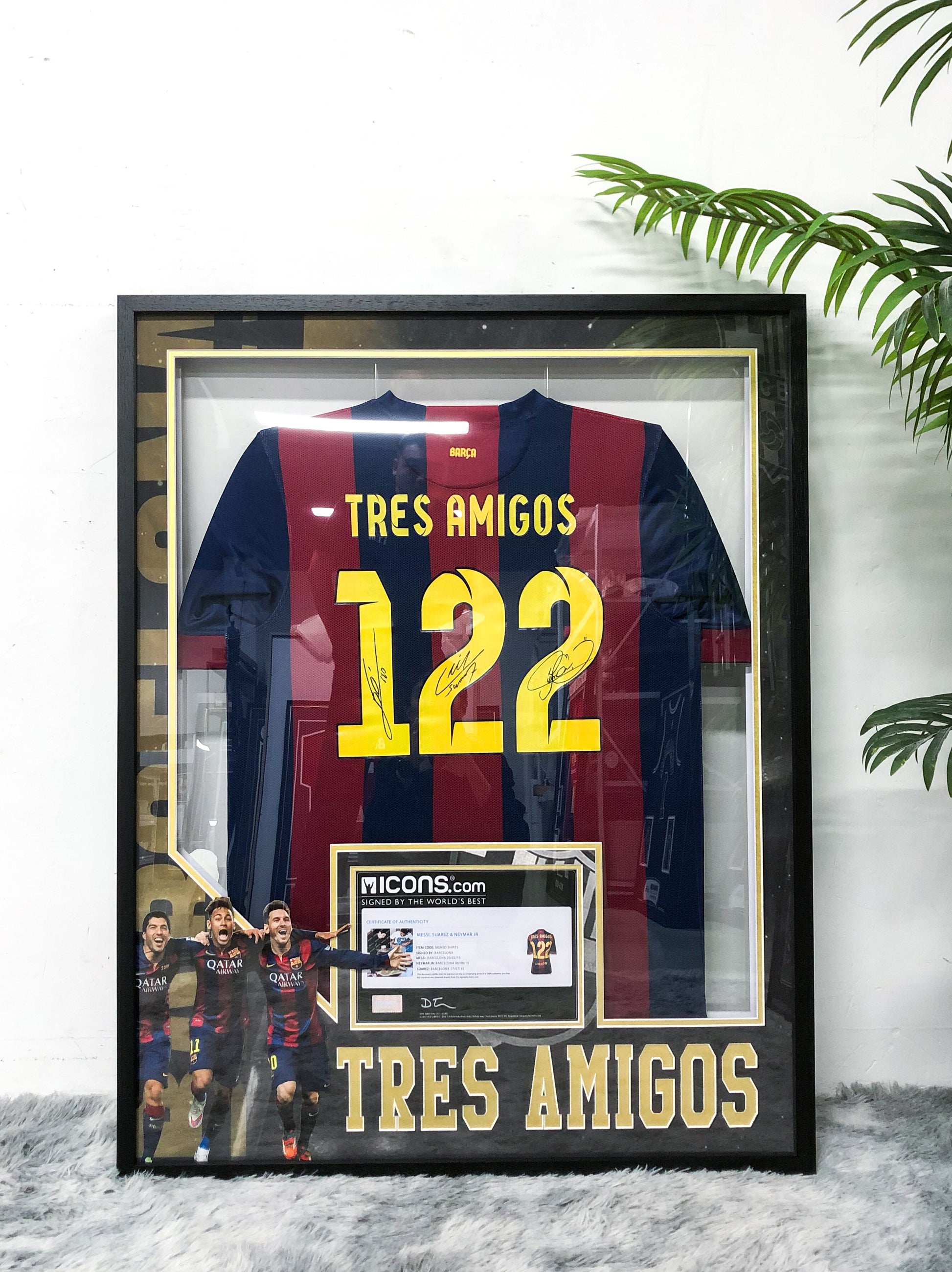 FC Barcelona Autographed Jersey with Personalized Custom Design Framed 000054