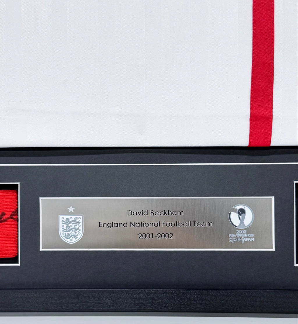 England National Football Team David Beckham Autographed Jersey with Personalized Custom Design Framed 00001