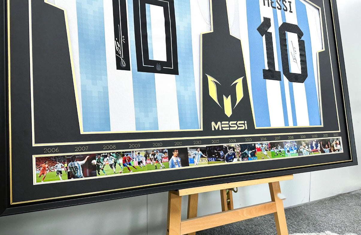 Argentina Lionel Messi Autographed Jersey with Personalized Custom Design Framed 000030
