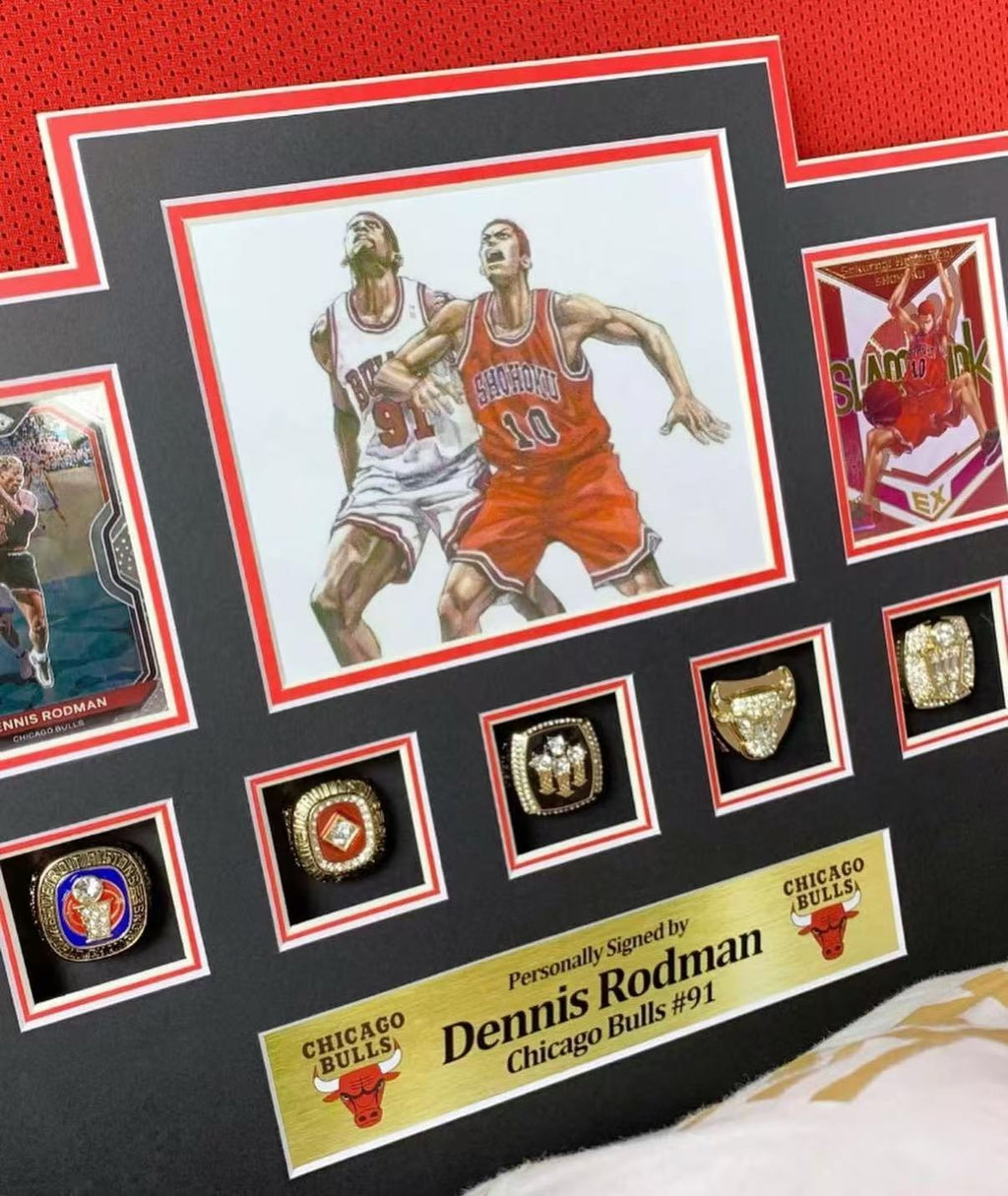 Chicago Bulls Dennis Rodman Autographed Jersey with Personalized Custom Design Framed 00006