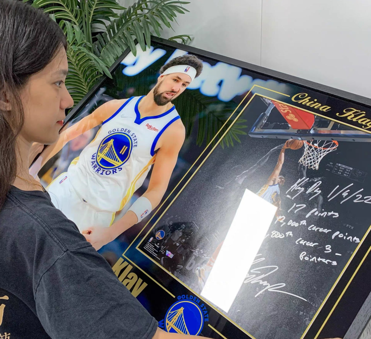Golden State Warriors Klay Thompson Poster with Personalized Custom Design Framed00003