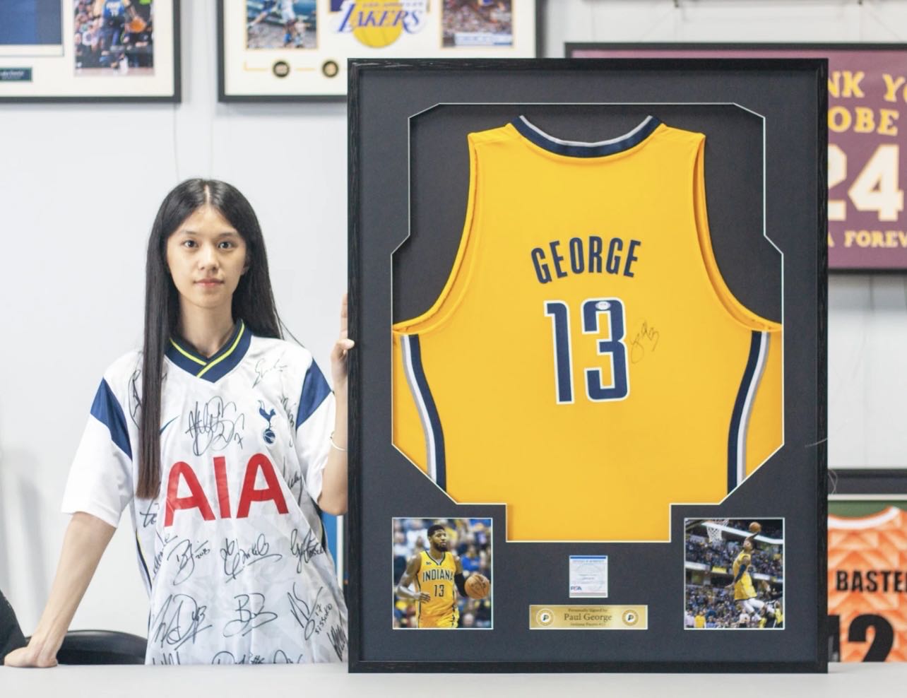 Indiana Pacers Paul George Autographed Jersey with Standard Design Framed 00012