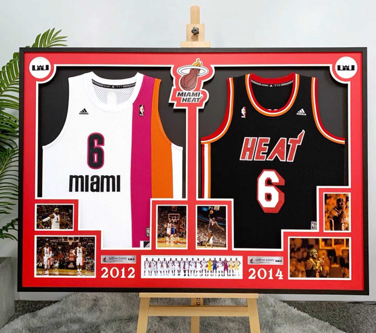 Miami Heat LeBron James Autographed Jersey with Personalized Custom Design Framed 000024