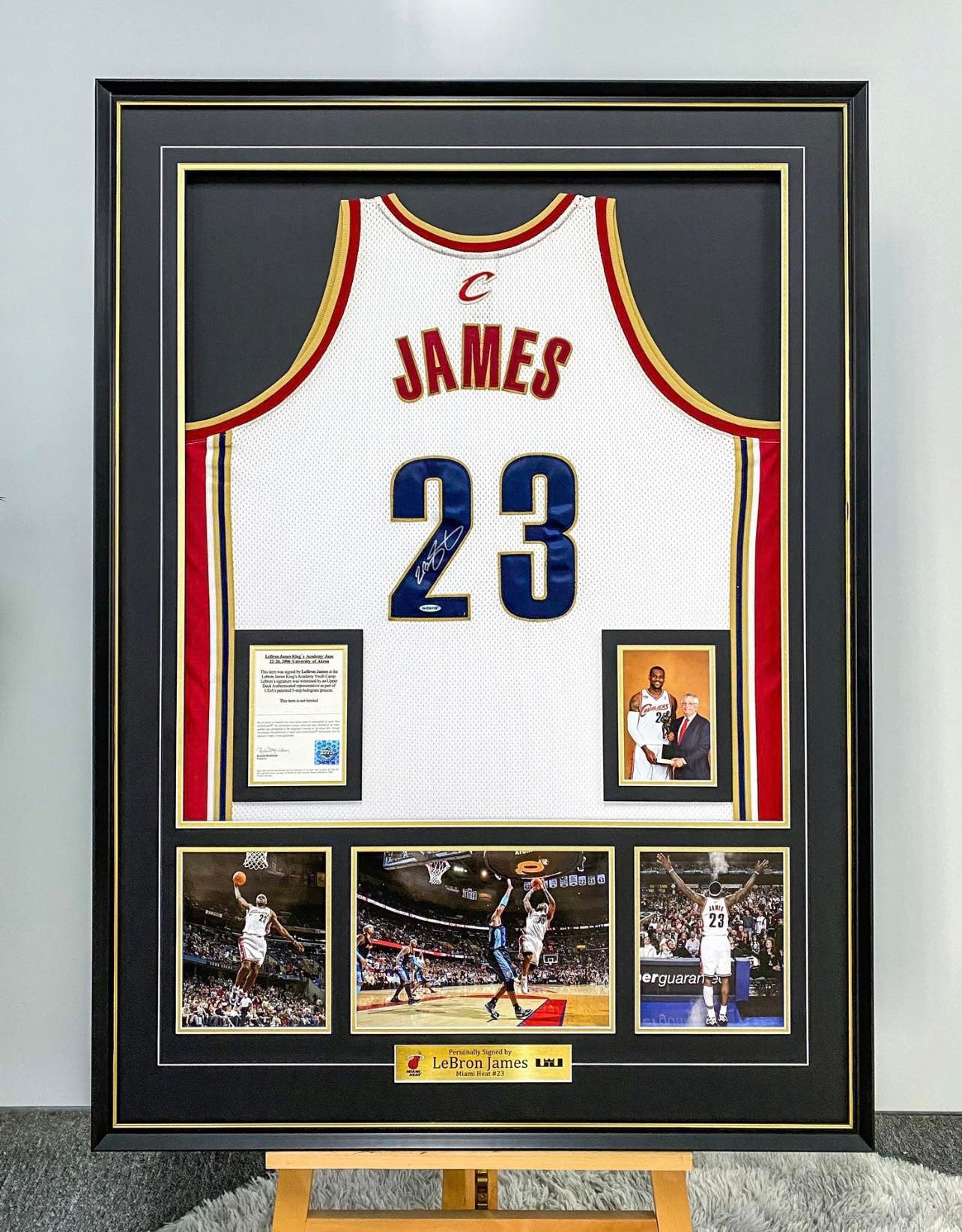 Cleveland Cavaliers LeBron James Autographed Jersey with Personalized Custom Design Framed  00029