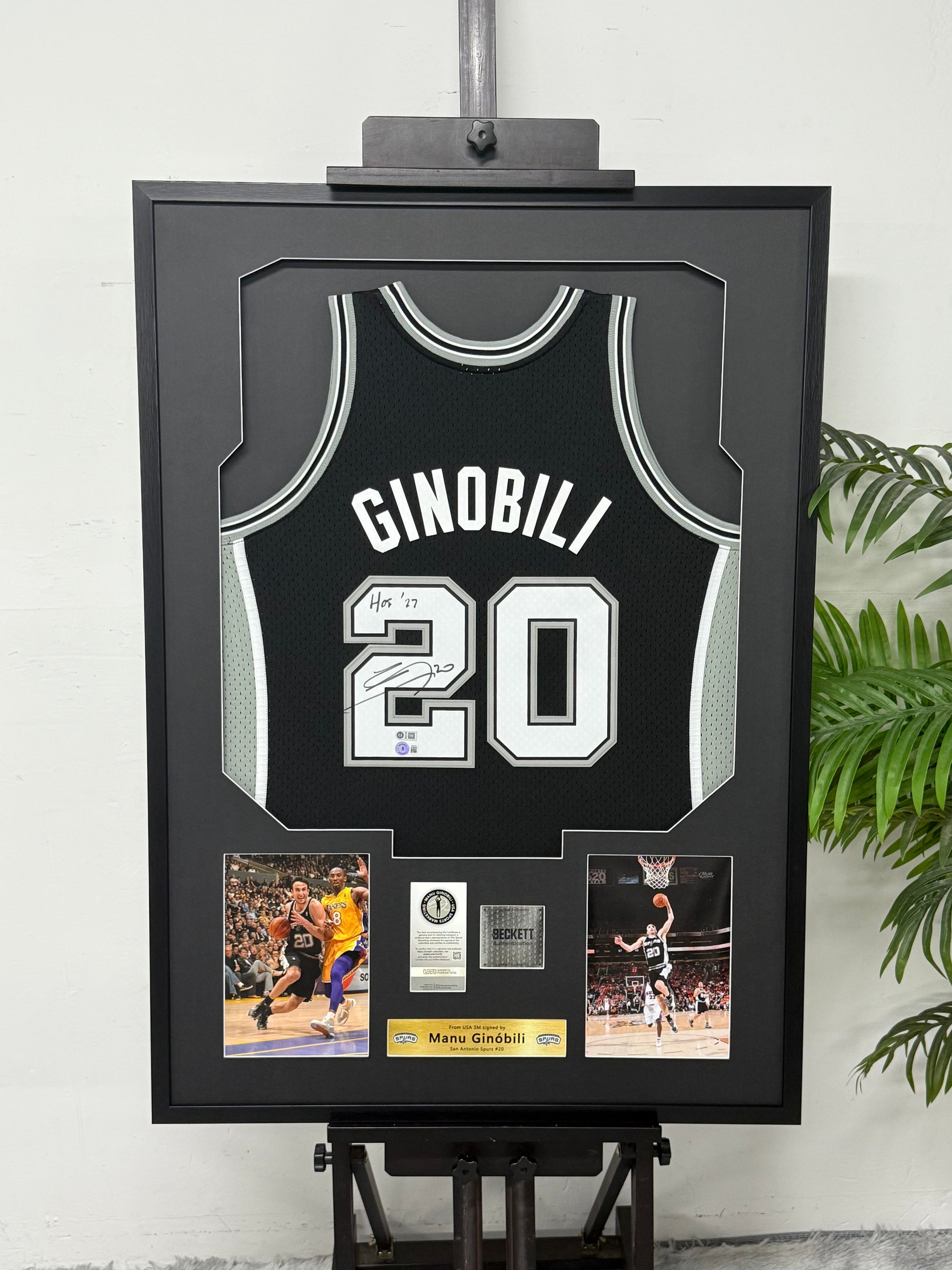 San Antonio Spurs Manu Ginóbili Autographed Jersey with Personalized Custom Design Framed 00005