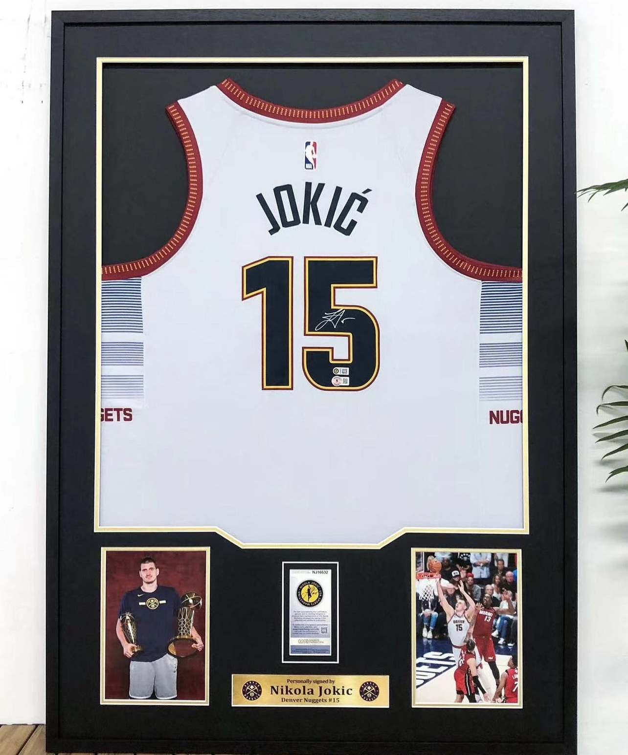 Denver Nuggets Nikola Jokić Autographed Jersey with Standard Design Framed 00011