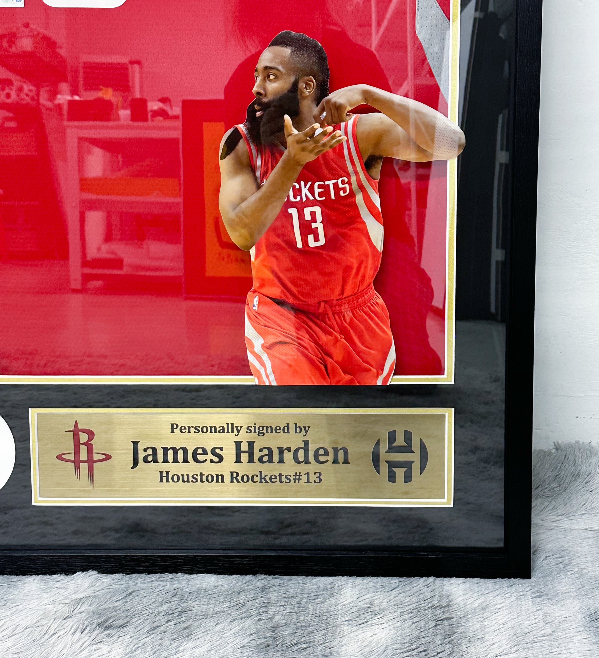Houston Rockets James Harden Autographed Jersey with Personalized Custom Design Framed 00003