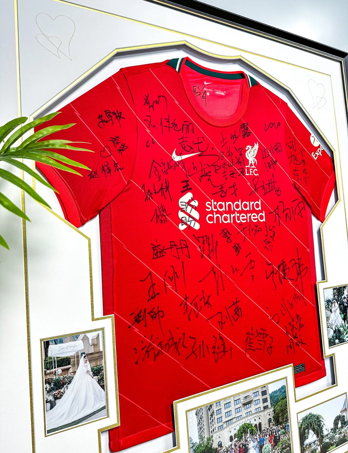 Liverpool FC Autographed Jersey with Personalized Custom Design Framed 000016