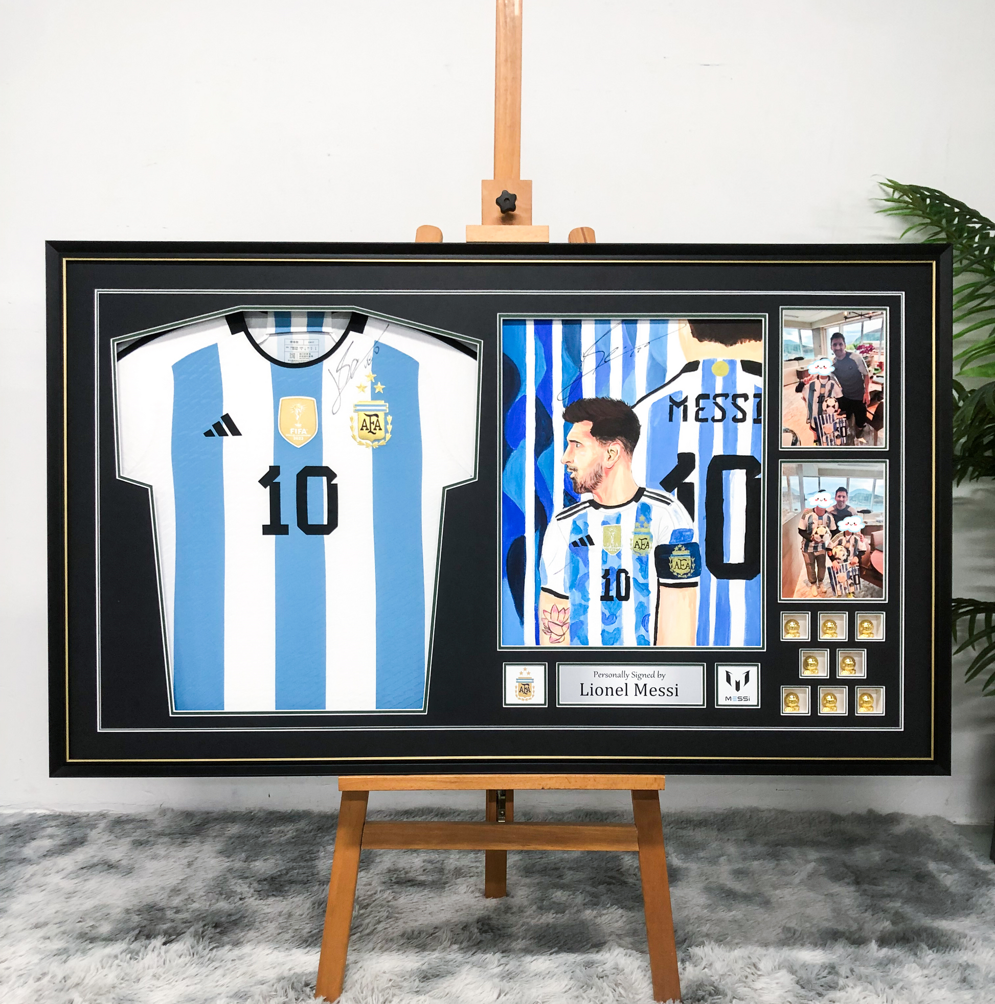 Argentina Lionel Messi  Autographed Jersey with Personalized Custom Design Framed 000043