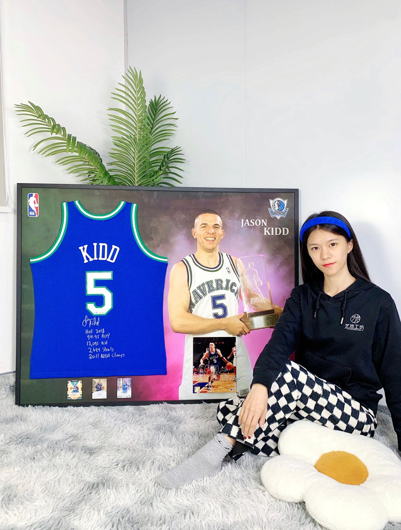 Dallas Mavericks Jason Kidd Autographed Jersey with Personalized Custom Design Framed 00015