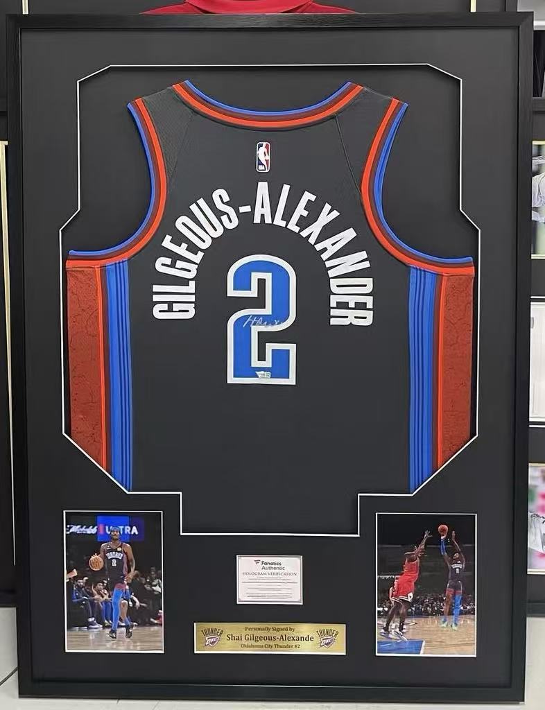 Oklahoma City Thunder Shai Gilgeous-Alexander SGA  Autographed Jersey with Standard Design Framed00001