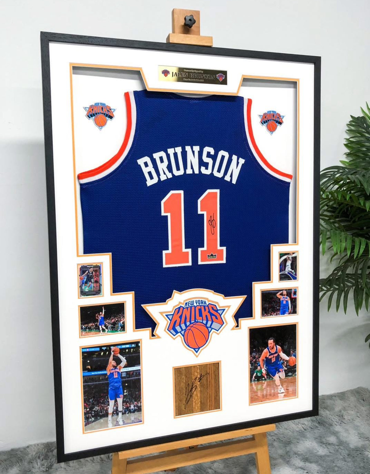 New York Knicks Jalen Brunson Autographed Jersey with Personalized Custom Design Framed 00002
