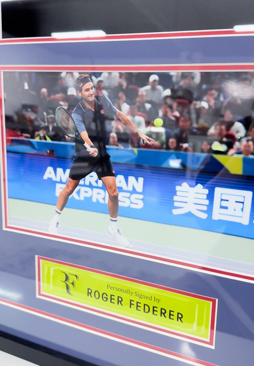 Roger Federer Tennis racket Sentimental Item with Personalized Custom Design Framed 00006