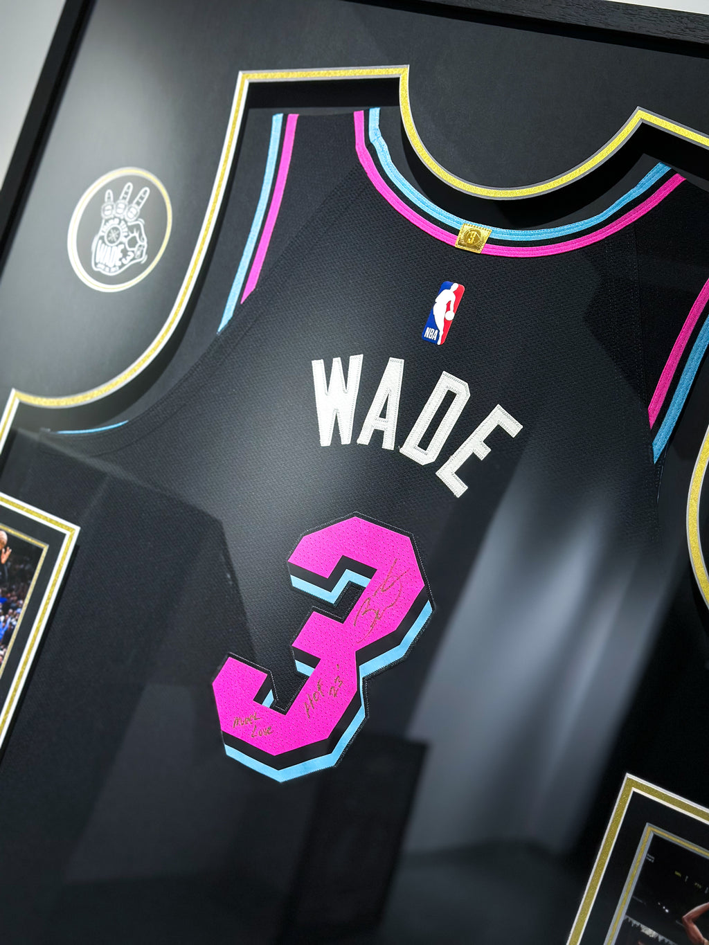 Miami Heat Dwyane Wade Autographed Jersey with Personalized Custom Design Framed 00008