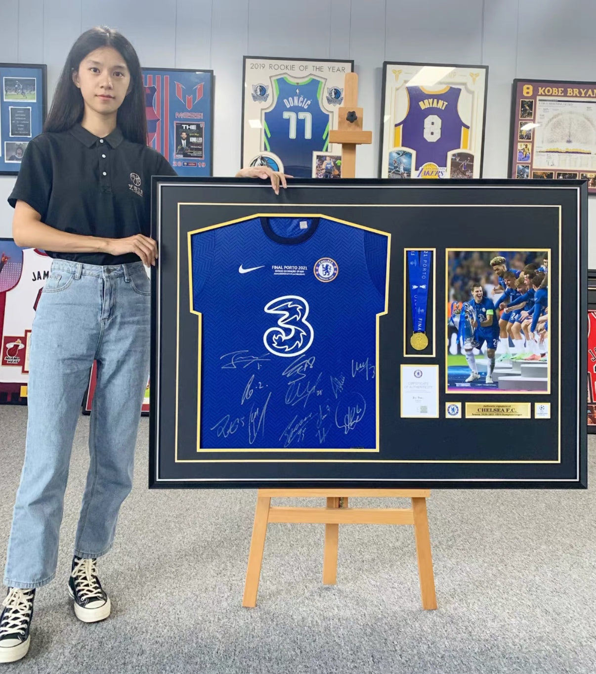 Chelsea FC 00004 簽名球衣獎牌經典設計裱框