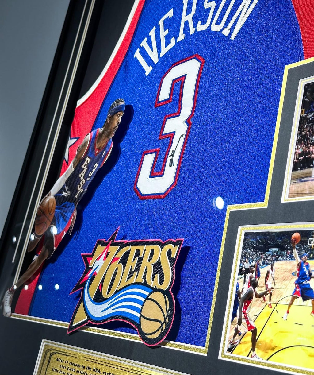 Philadelphia 76ers Allen Iverson Autographed Jersey with Personalized Custom Design Framed 000010