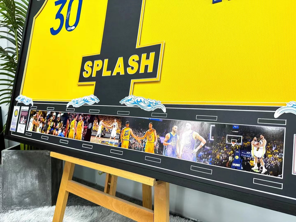 Stephen Curry Klay Thompson Autographed Jersey with Personalized Custom Design Framed 000016