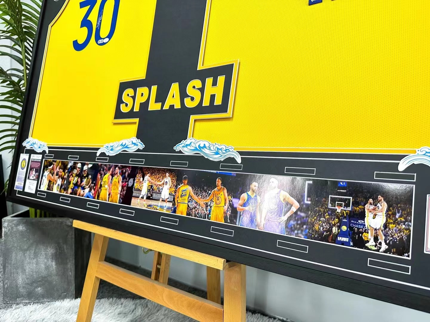 Stephen Curry Klay Thompson Autographed Jersey with Personalized Custom Design Framed 000016