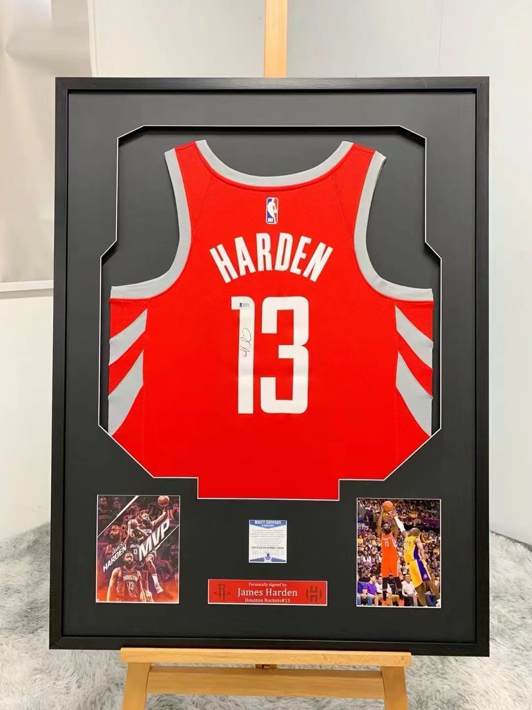 Houston Rockets James Harden Autographed Jersey with Standard Design Framed00001