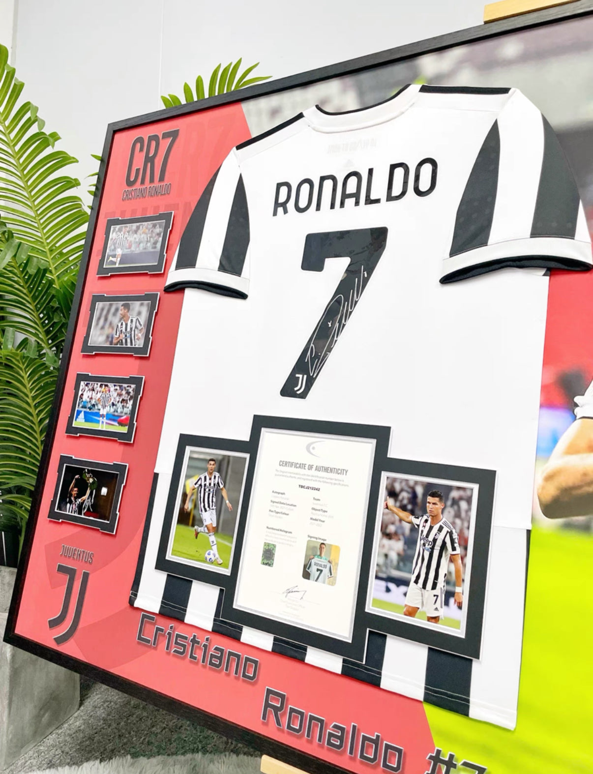 Cristiano Ronaldo Autographed Jersey with Personalized Custom Design Framed 00006