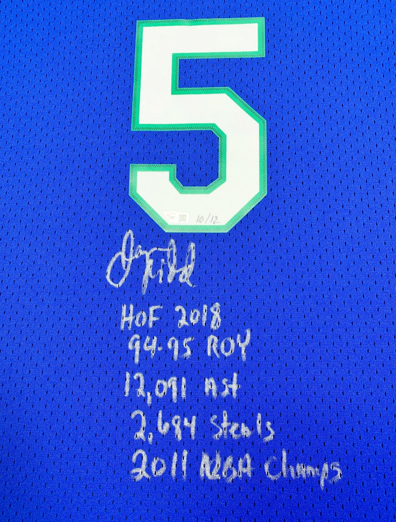 Dallas Mavericks Jason Kidd Autographed Jersey with Personalized Custom Design Framed 00015