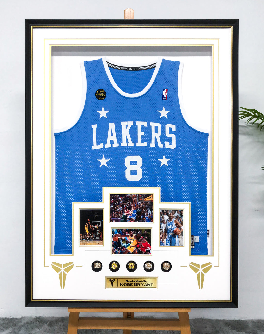 Los Angeles Lakers Kobe Bryant Autographed Jersey with Personalized Custom Design Framed 00005