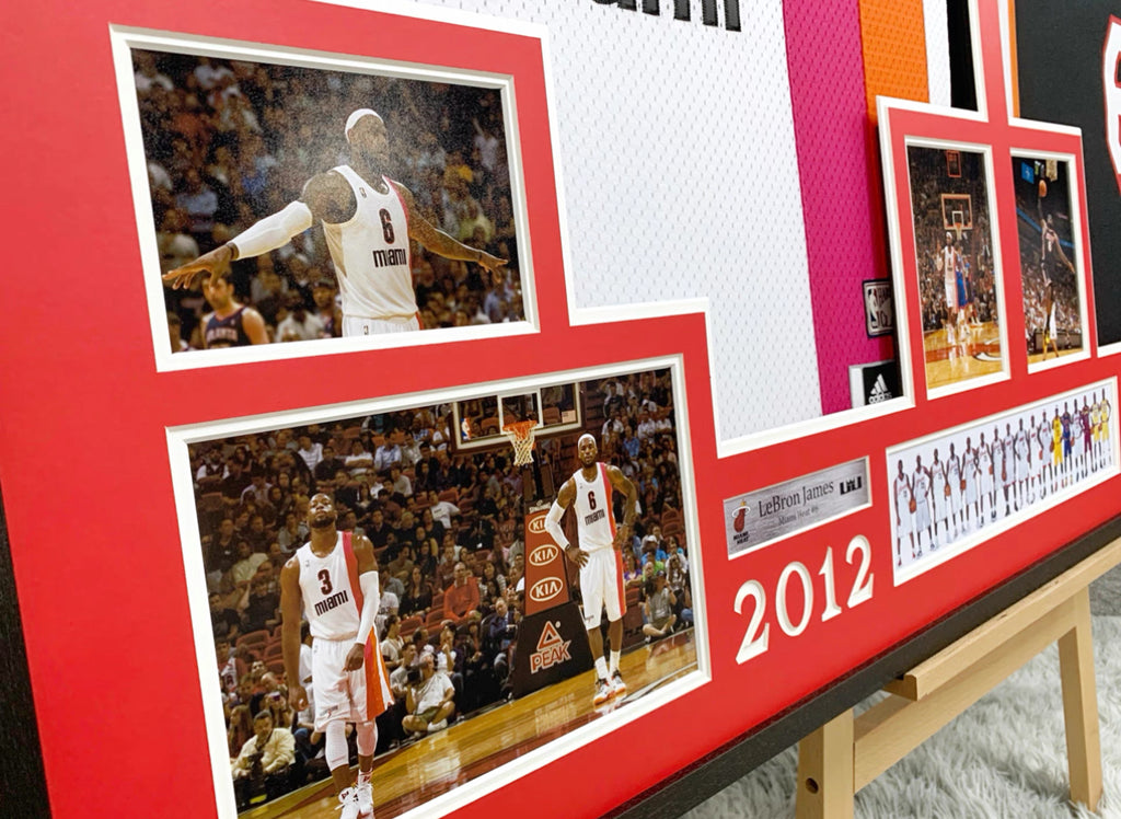 Miami Heat LeBron James Autographed Jersey with Personalized Custom Design Framed 000024