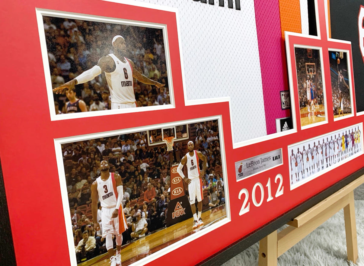 Miami Heat LeBron James Autographed Jersey with Personalized Custom Design Framed 000024