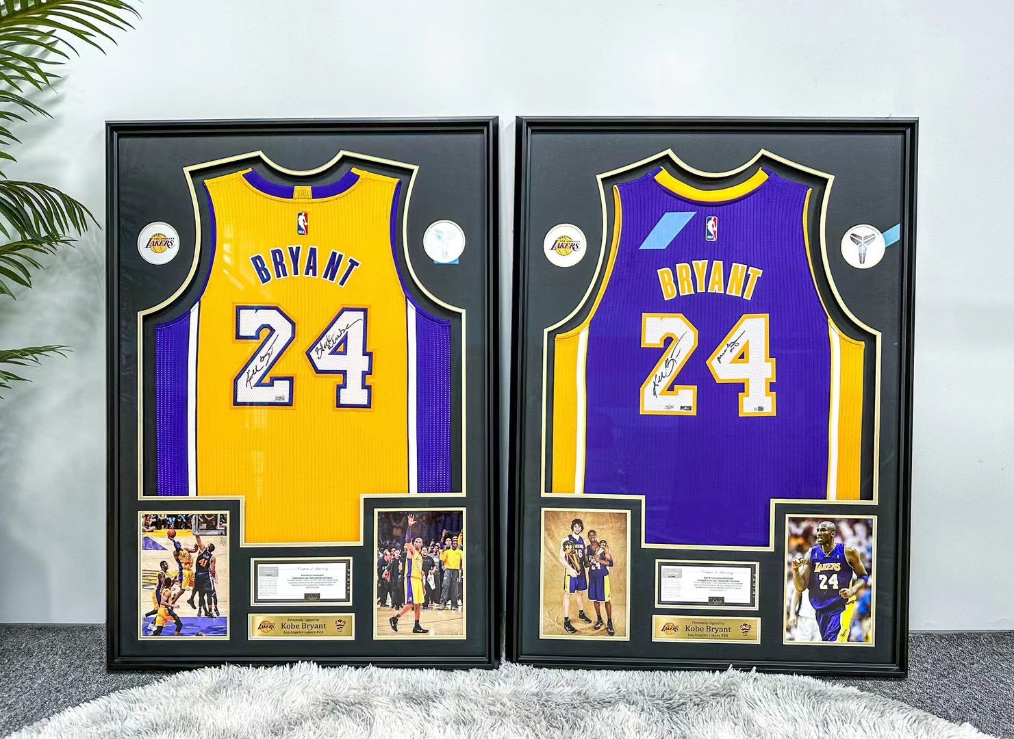 Los Angeles Lakers Kobe Bryant Autographed Jersey with Personalized Custom Design Framed 00004