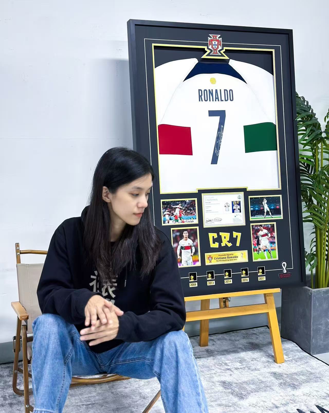 Portugal Cristiano Ronaldo Autographed Jersey with Personalized Custom Design Framed 00080