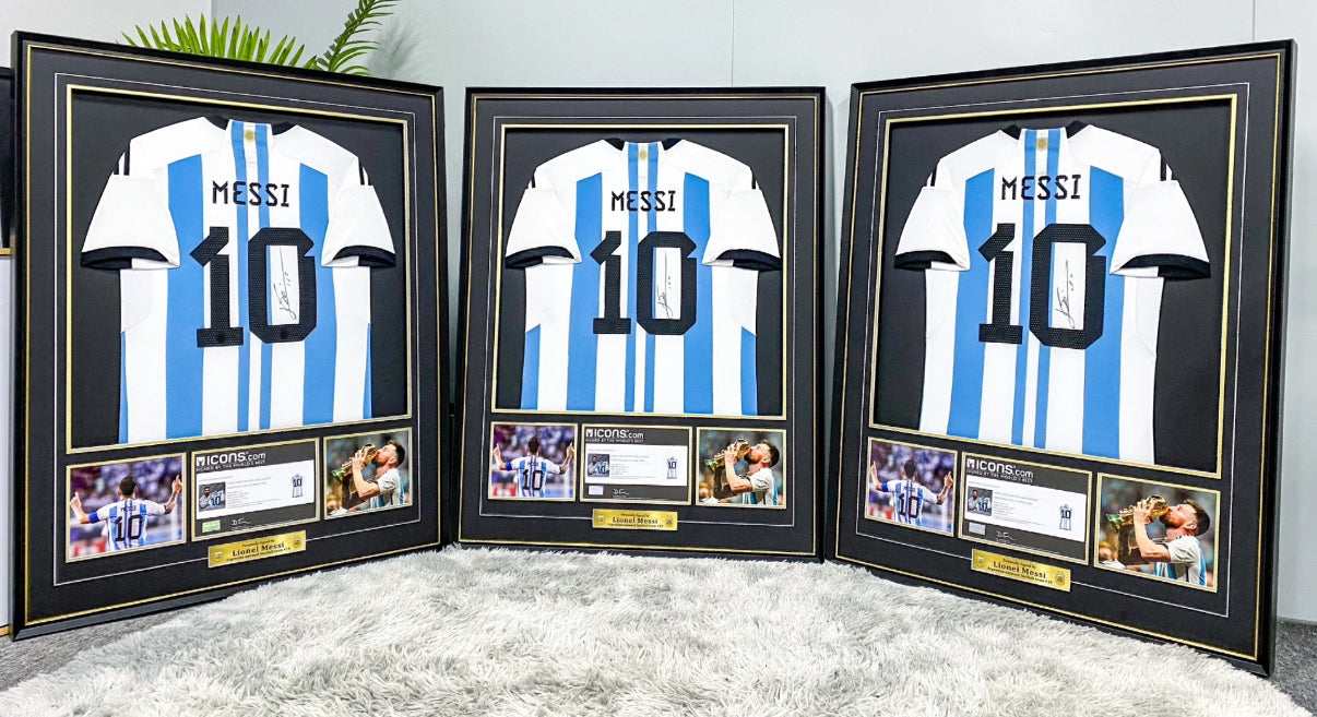 Argentina Lionel Messi  Autographed Jersey with Standard Design Framed 000031