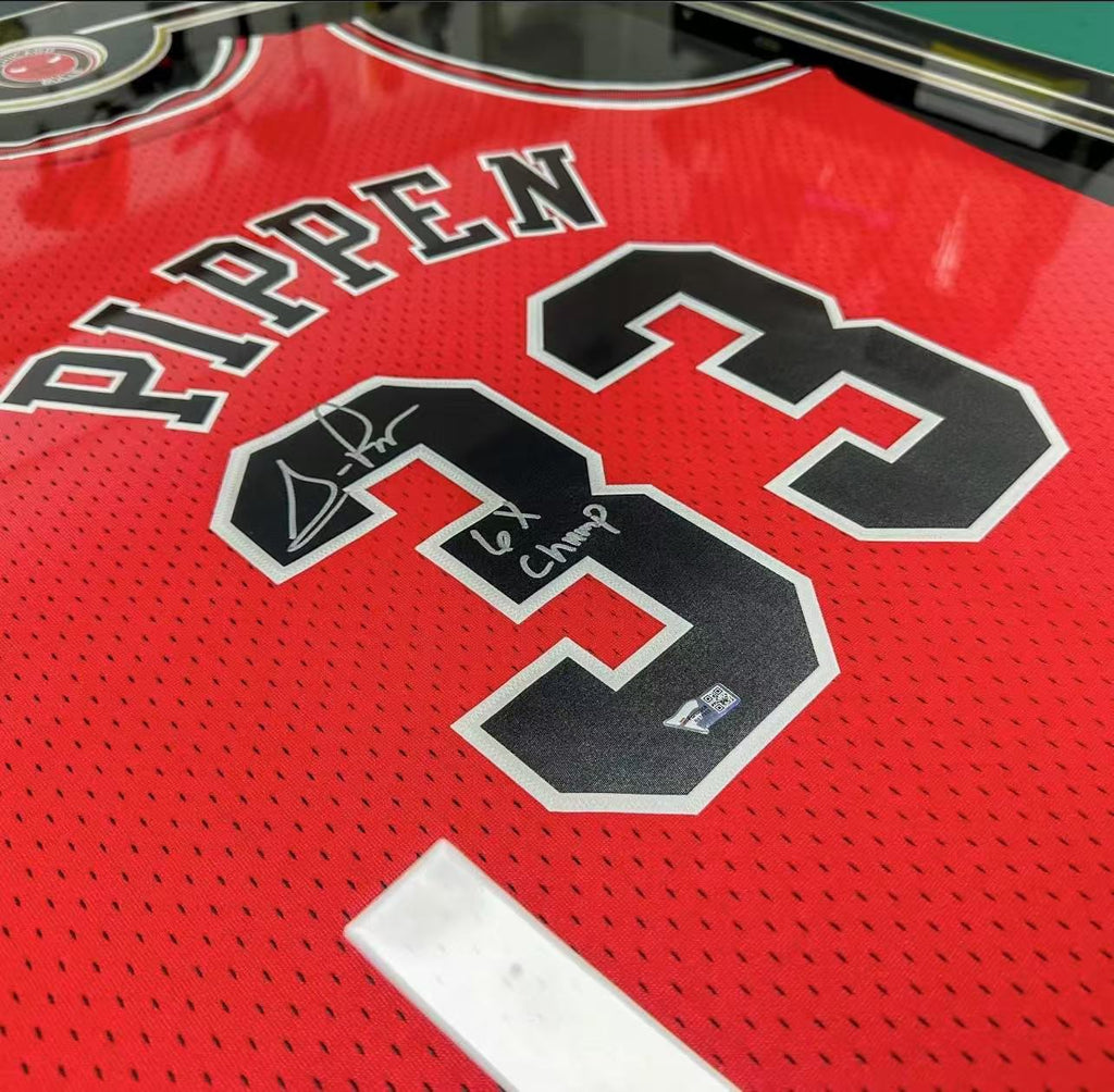 Chicago Bulls Scottie Pippen Autographed Jersey with Personalized Custom Design Framed 00001