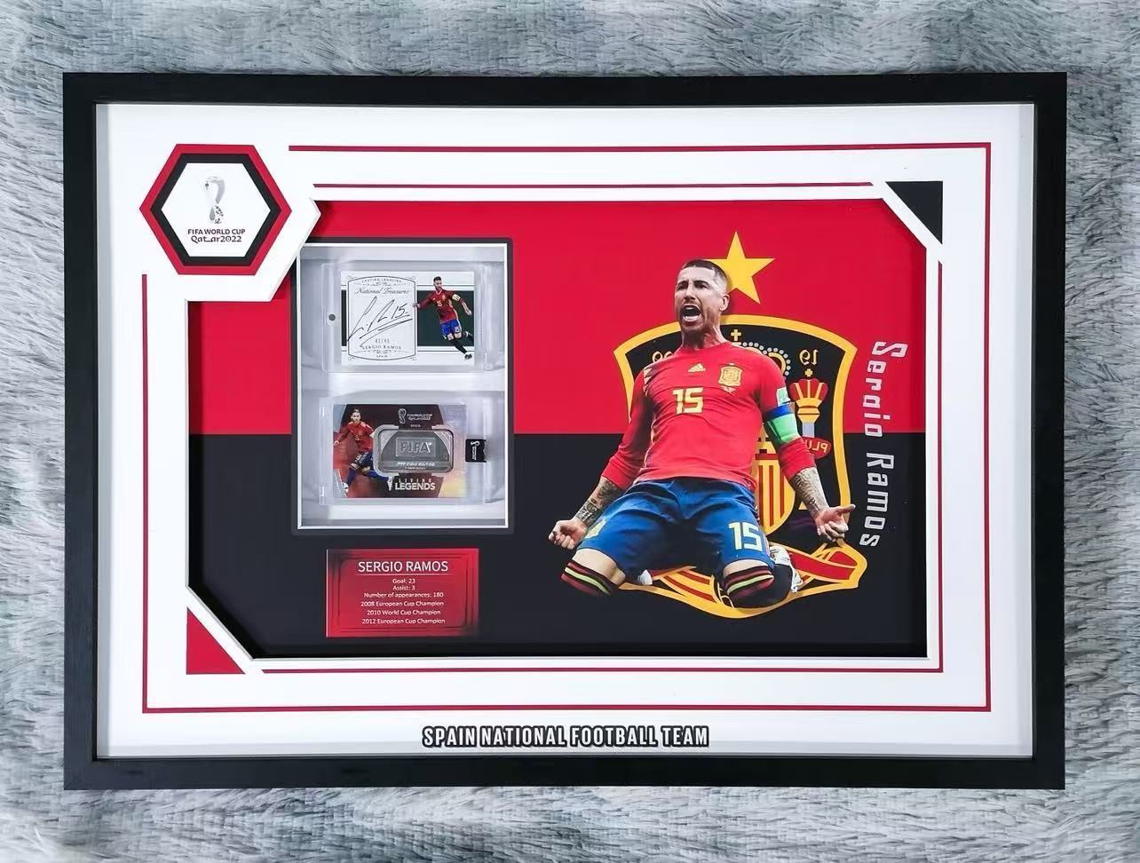 Spain National Football Team Sergio Ramos Trading Card with Personalized Custom Design Framed000018