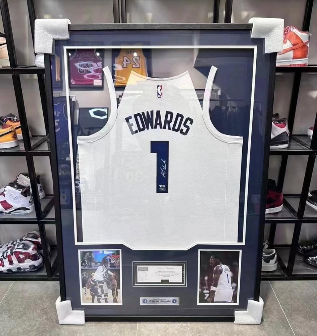 Minnesota Timberwolves Edwards Autographed Jersey with Standard Design Framed00004