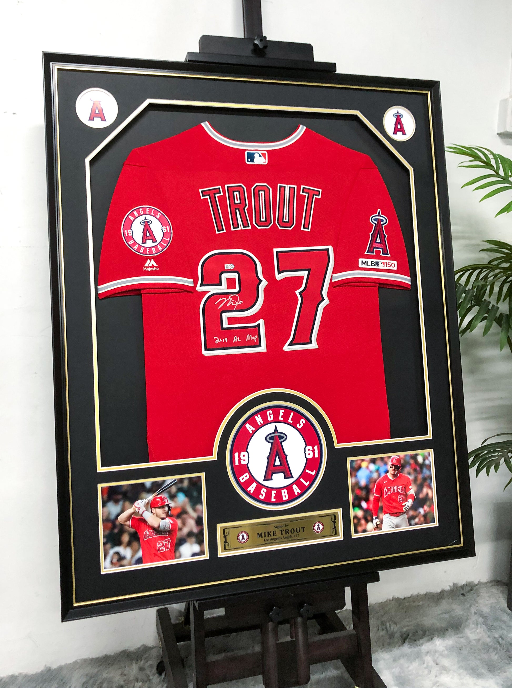 Los Angeles Angels Mike Trout Autographed Jersey with Personalized Custom Design Framed 00019
