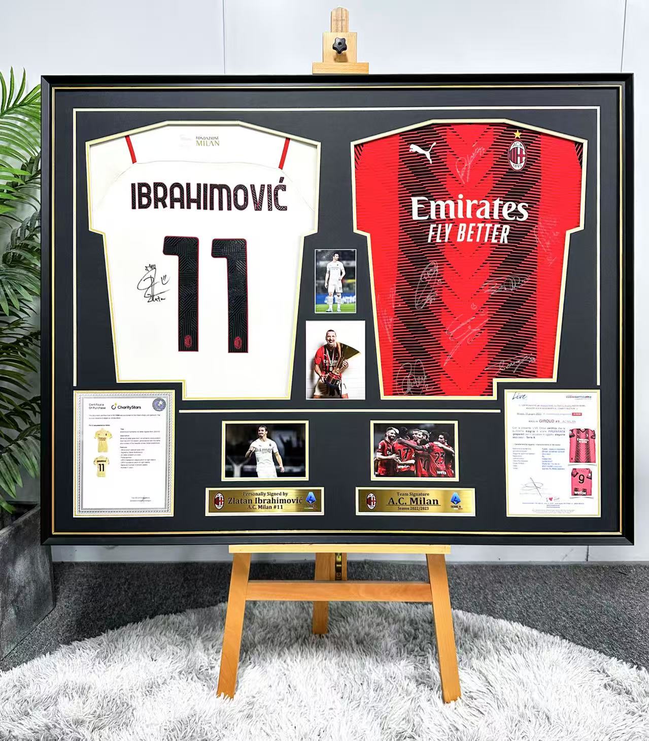 A.C. Milan IBRAHIMOVIĆ  Autographed Jersey with Personalized Custom Design Framed 000010