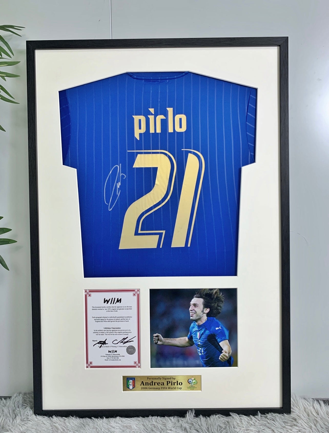 Italy Andrea Pirlo Autographed Jersey with Personalized Custom Design Framed 00008