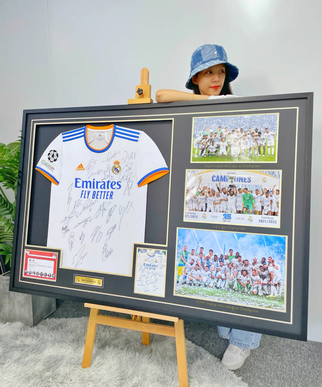 Real Madrid Club Autographed Jersey with Personalized Custom Design Framed 000016