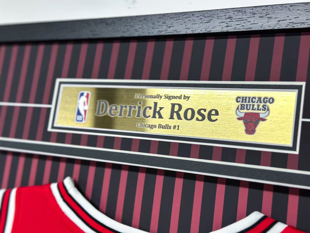 Chicago Bulls Derrick Rose Autographed Jersey with Personalized Custom Design Framed 00016