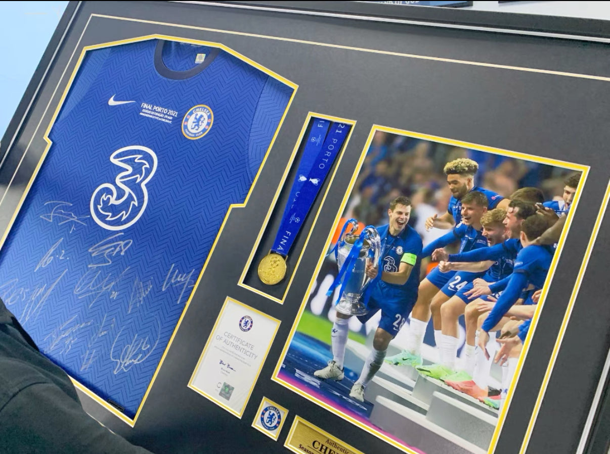 Chelsea FC 00004 簽名球衣獎牌經典設計裱框